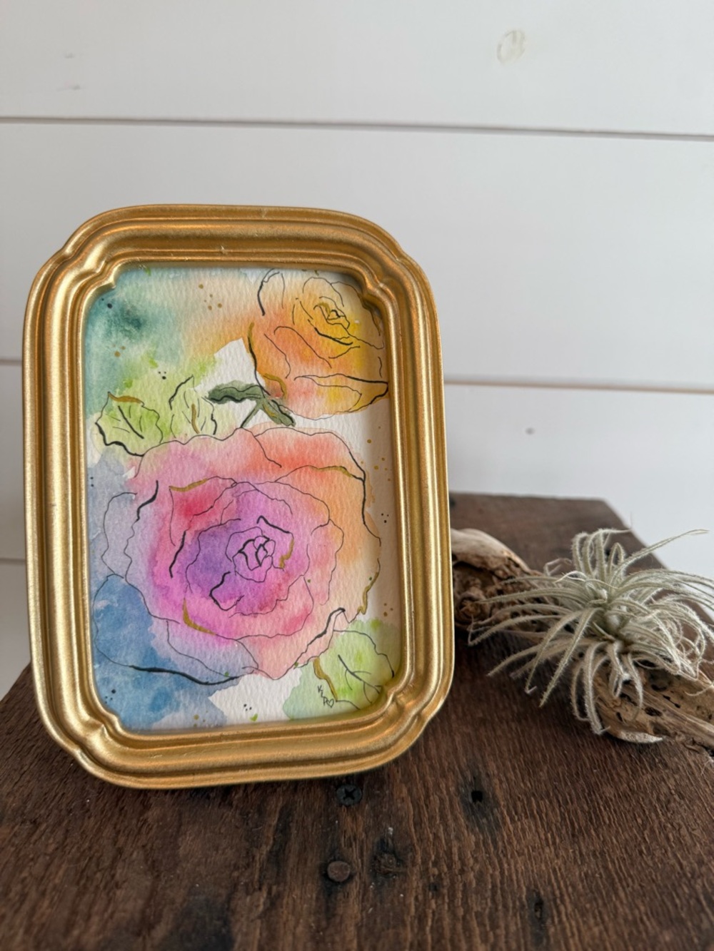 Hand-Painted Watercolor in 4x6 Gold Frame